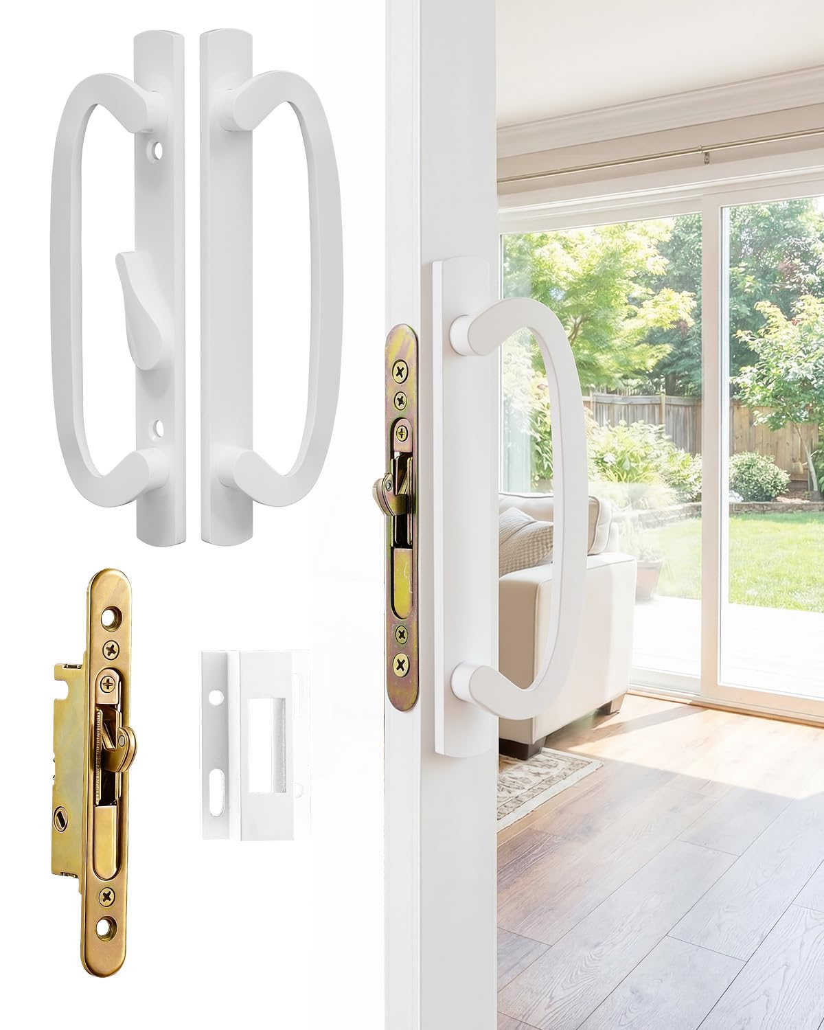 Zinkitool offset-handle front view for easy patio door operation