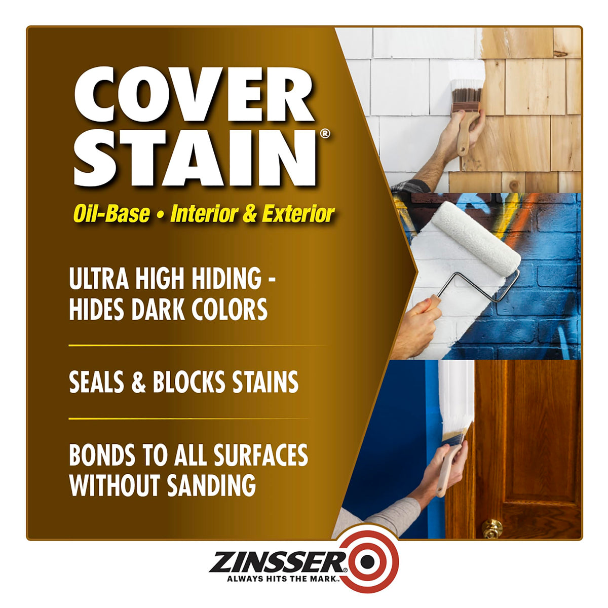 Close-up cap on Zinsser Cover-Stain spray for stain blocking.