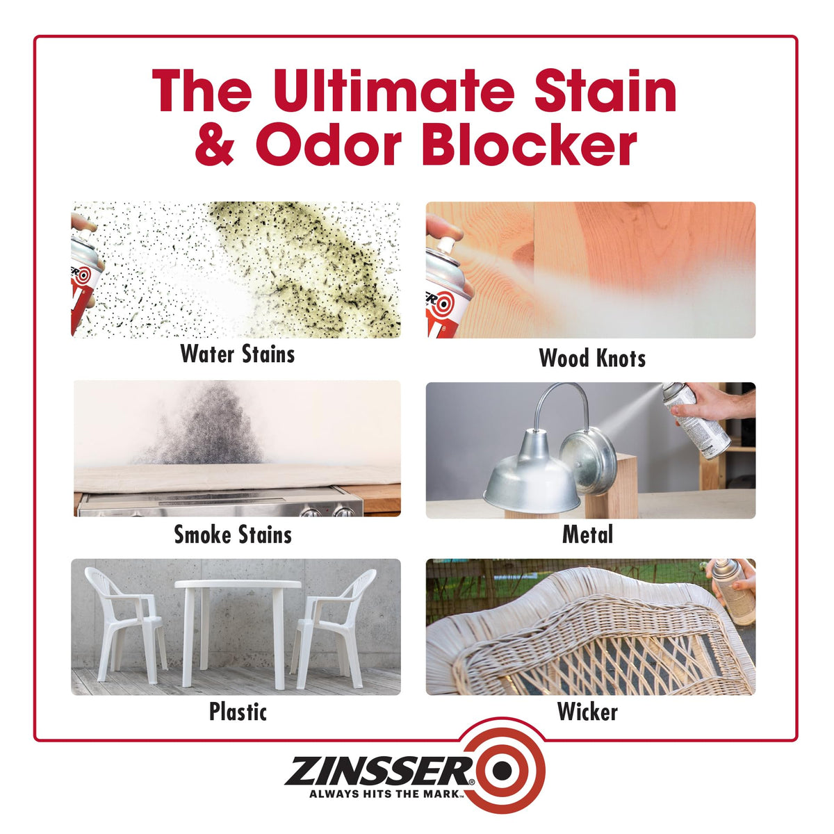 Zinsser primer spray suitable for interior use on walls.