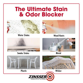 Zinsser primer spray suitable for interior use on walls.