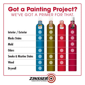 Zinsser primer spray blocks stains for a cleaner finish.