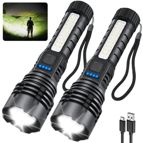 ZioeYiue rechargeable flashlight front view with high-lumen output for home and outdoor use