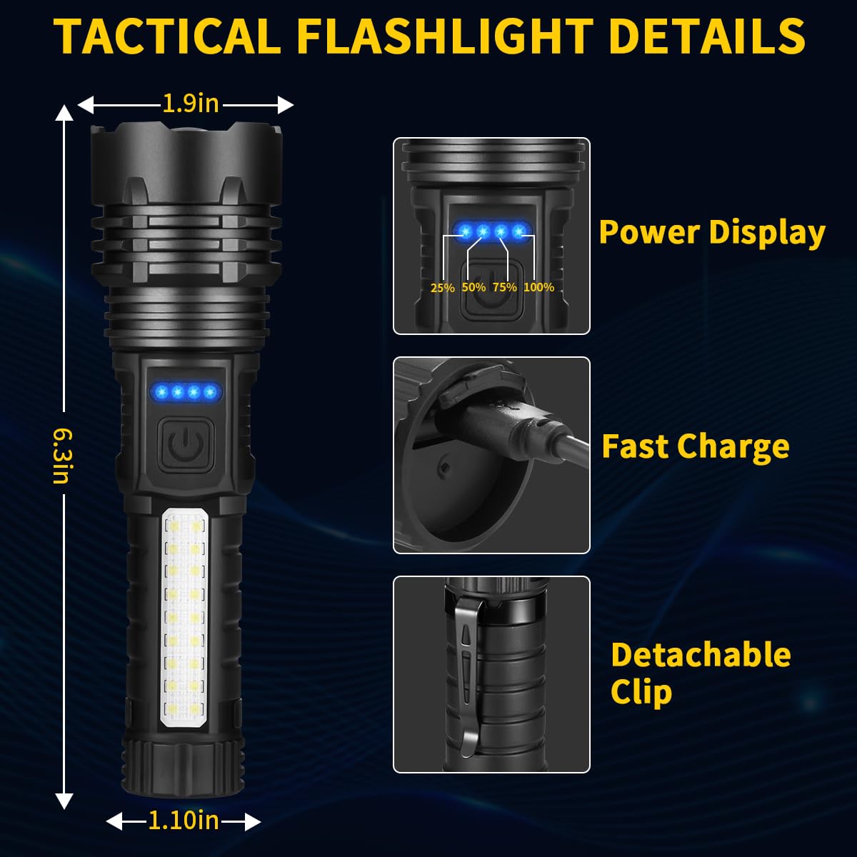 ZioeYiue adjustable-focus beam for spot or flood illumination.
