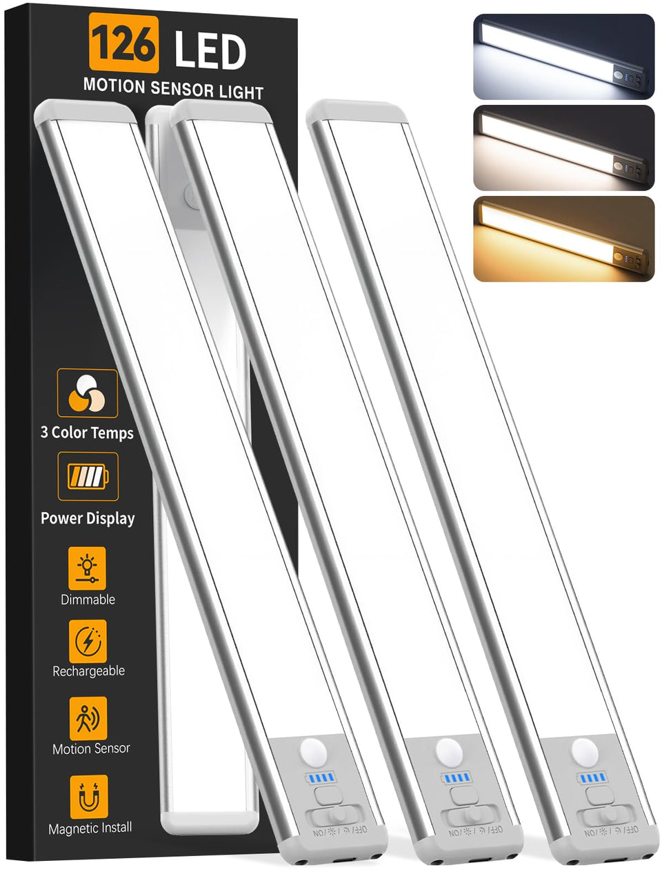 ZioeYiue under-cabinet light 15inch with motion sensor for hands-free illumination