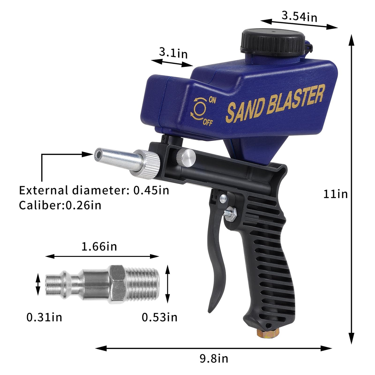 Ziopetru Sand Blaster Gun flow valve enables precise media control.