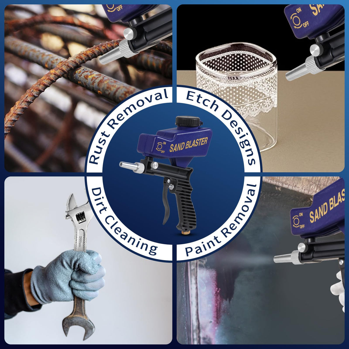 Ziopetru Sand Blaster Gun glass etching for decorative patterns.