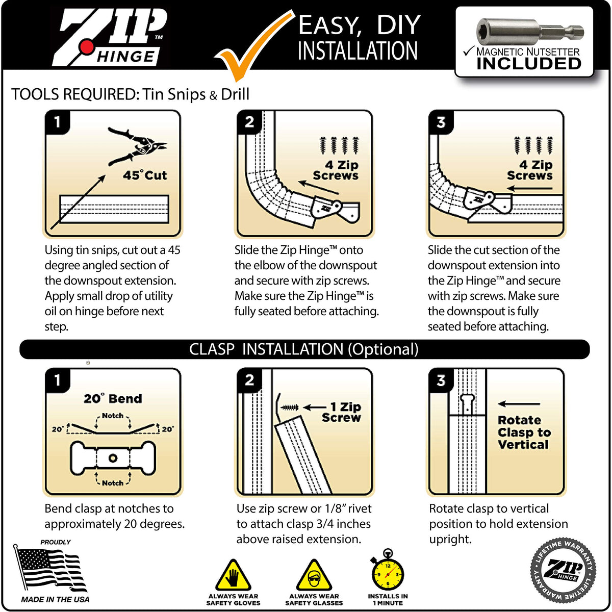Zip Hinge aluminum bracket designed for durable, rust-resistant performance