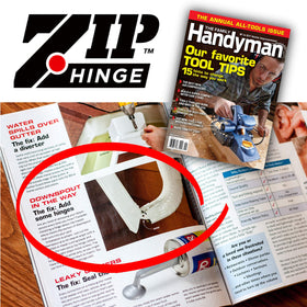 Zip Hinge white finish blends with gutters and can be painted to match.