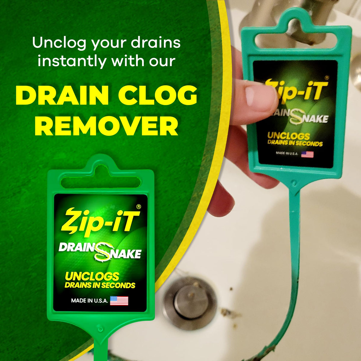 Zip-It 3-pack drain snake for versatile, chemical-free maintenance.