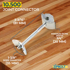 Zipbolt 10.500 drawbolt set in packaging for fast countertop joining.
