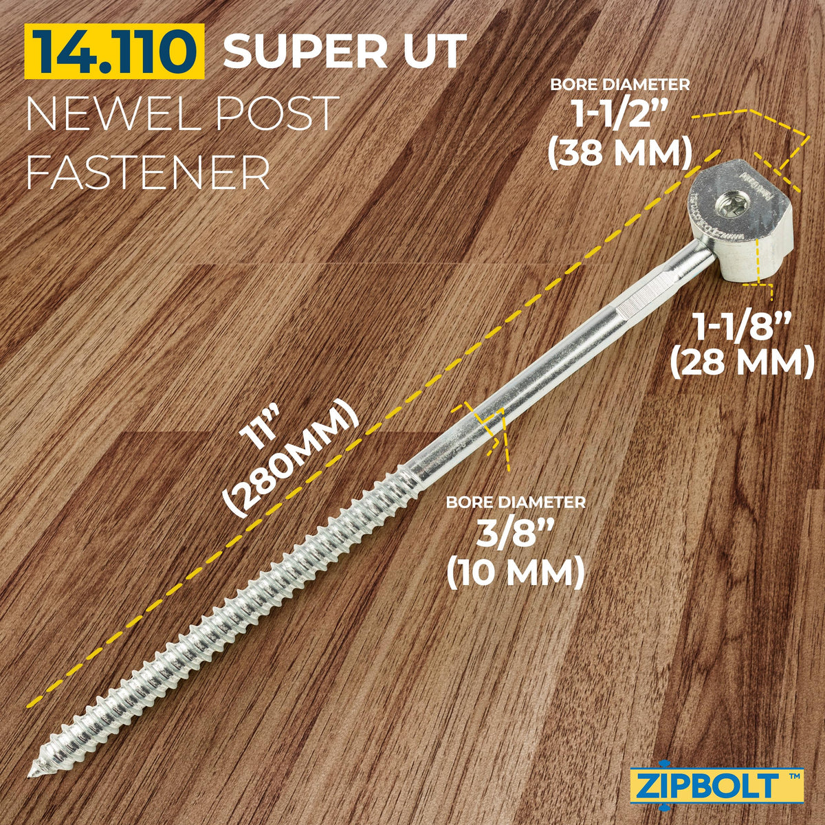 Zipbolt 14-110 red oak and beech plugs included for mounting.