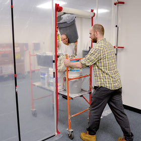 ZIPWALL dust barrier doorway creation demonstrates fast access points