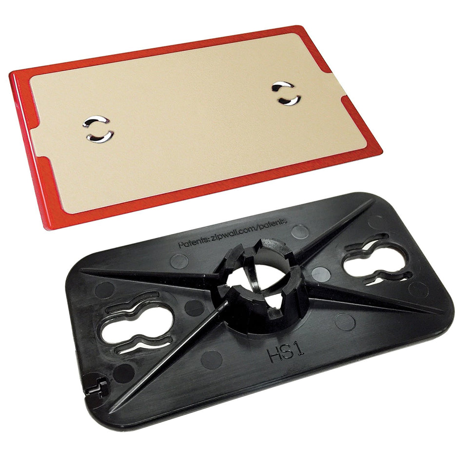 ZIPWALL head with non-skid plate (TPH1) in black and red for stable barrier setup.