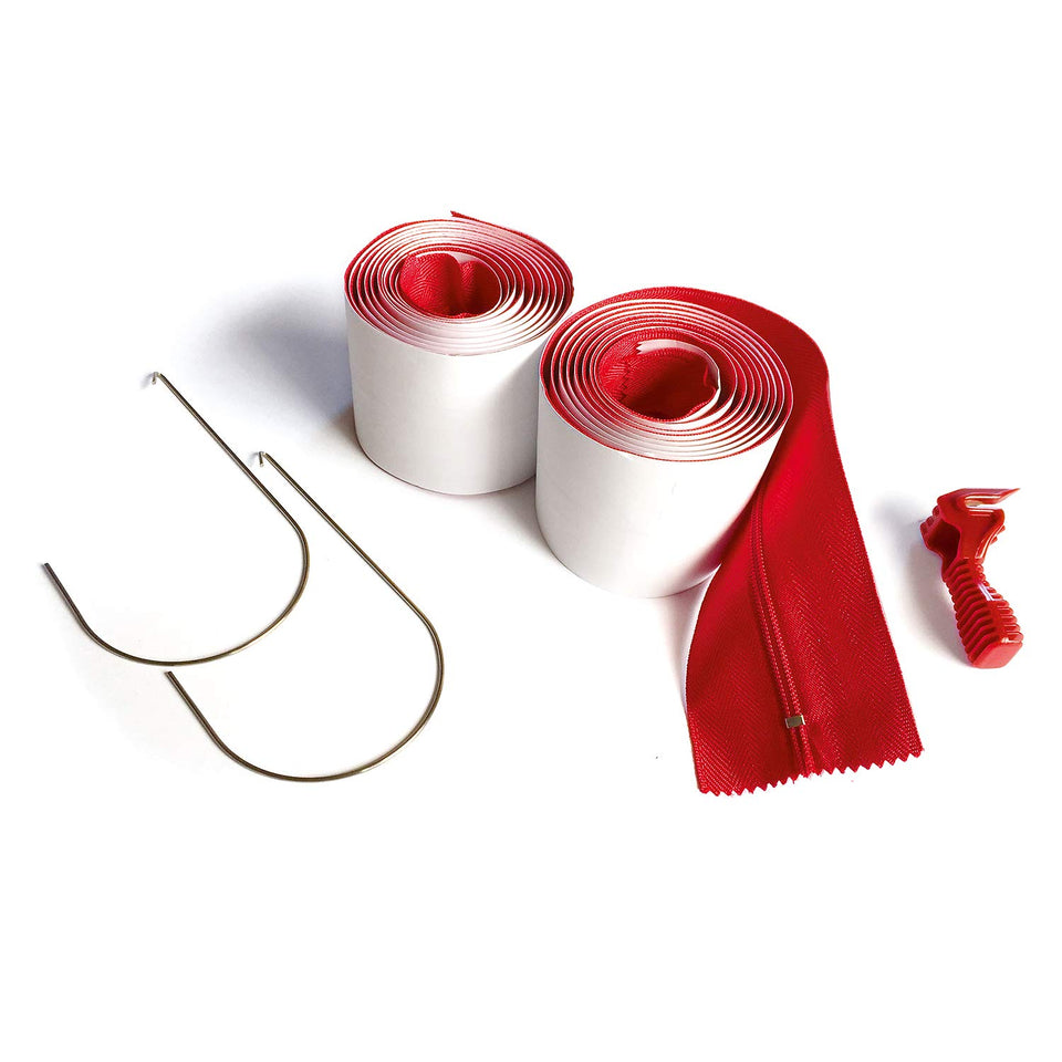 ZipWall HDAZ2 heavy-duty zipper secured to barrier for durable doorway.