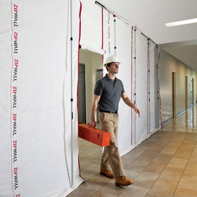 Doorway-seal accessories from ZIPWALL SLP4 simplify enclosure without tape or ladders.
