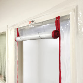 Close-up of tape sealing the ZIPDoor panel without damaging surfaces.