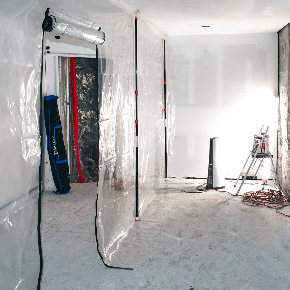 ZipWall ZP4 zipper doorway demonstrates easy access while maintaining dust seal.