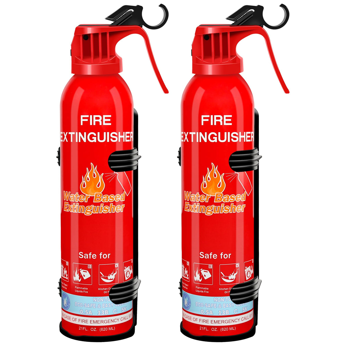 Ziqianhard fire extinguisher home mount 2-pack, ready for wall placement and quick access.