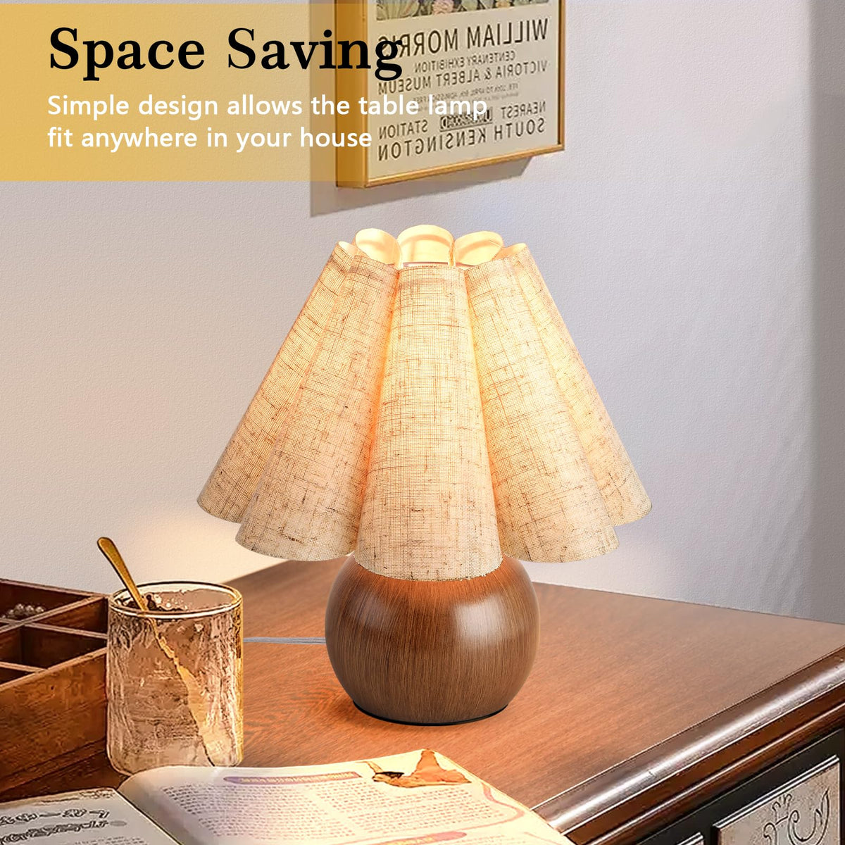 Ziqqeelam dorm-room lamp with wood grain base for study spots.