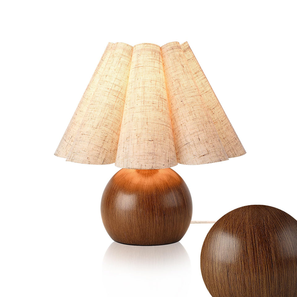 Ziqqeelam farmhouse lamp with wood base, cozy lighting for living spaces.