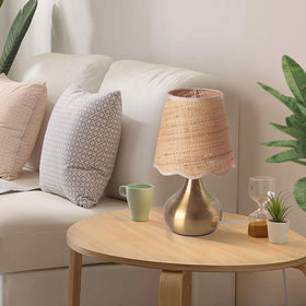 Ziqqeelam gold bedside lamp perfect for nightstands and desks.