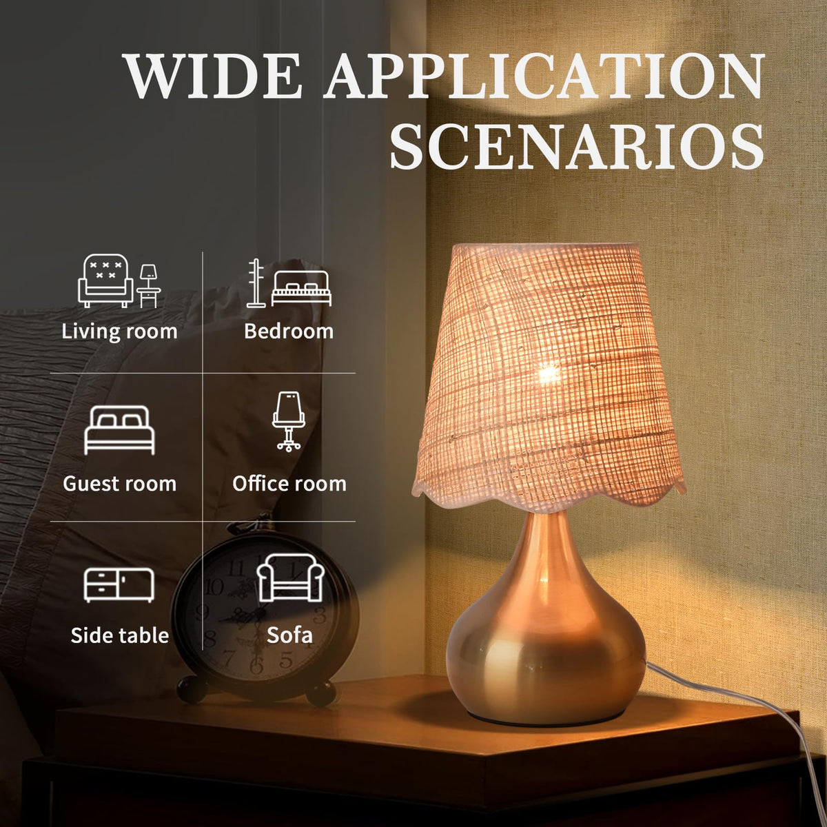 Ziqqeelam bedside lamp featuring a rattan shade for warm ambiance.
