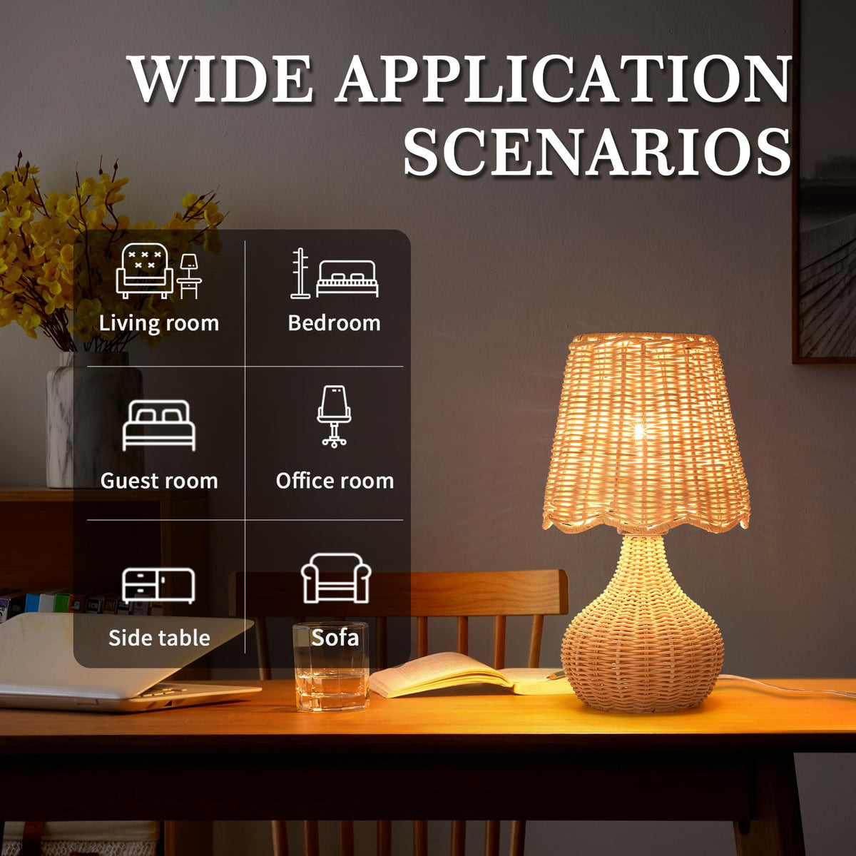 Ziqqeelam modern table lamp enhances bedroom decor with warm ambiance.