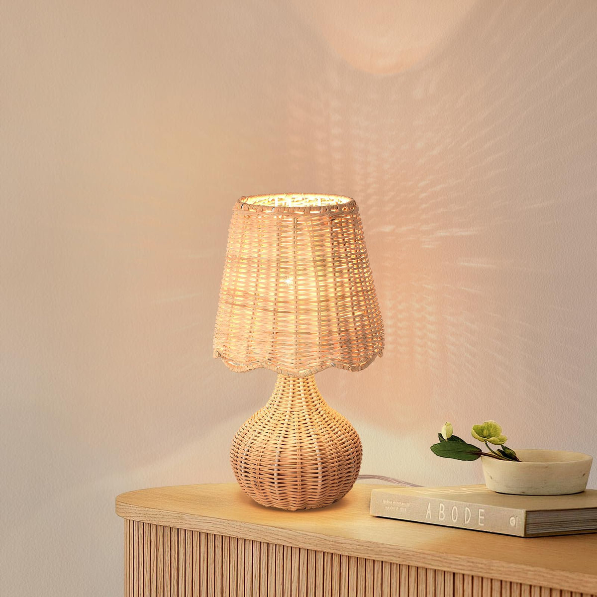 Ziqqeelam rattan small bedside lamp ideal for compact spaces and nightstands.