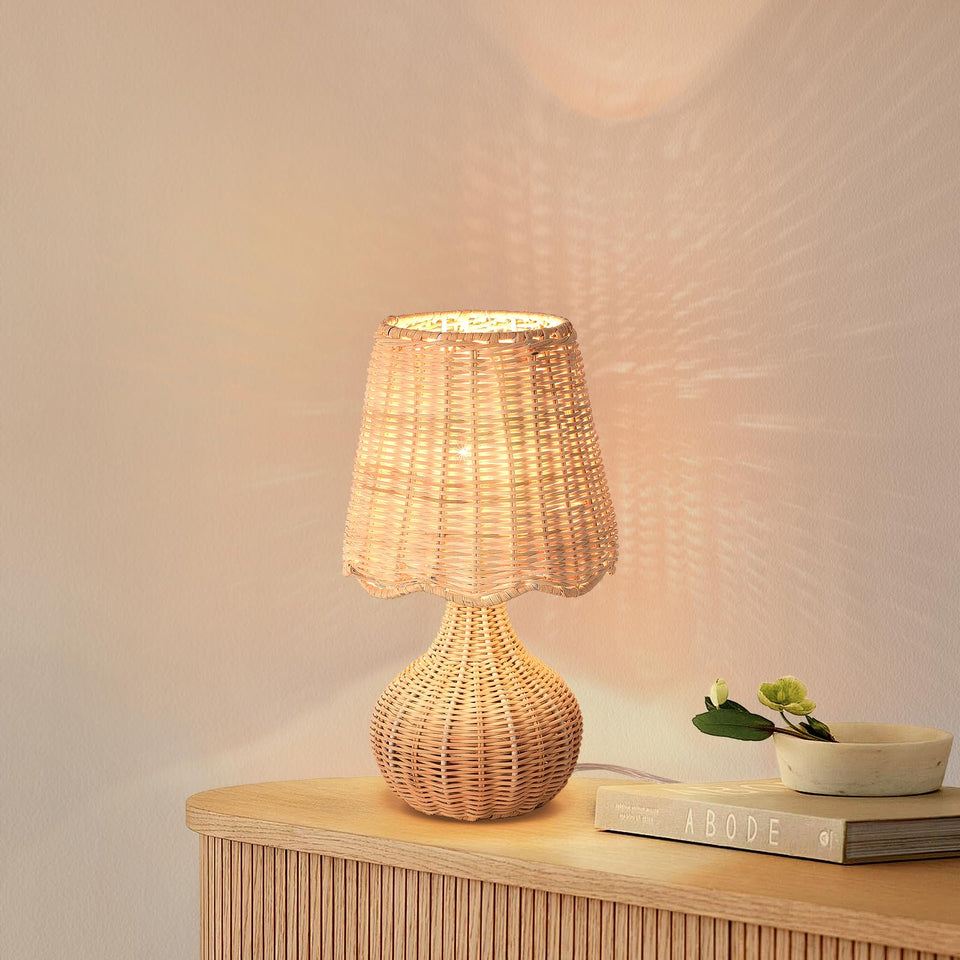 Ziqqeelam rattan small bedside lamp ideal for compact spaces and nightstands.