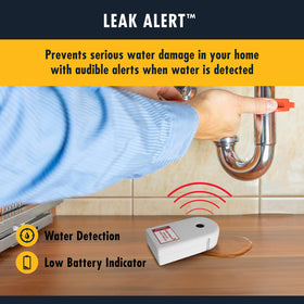 Zircon Leak Alert 90dB alarm emits loud warning near leaks.