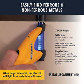 Zircon MetalliScanner m40 blue coil indicator lights when metal is detected.