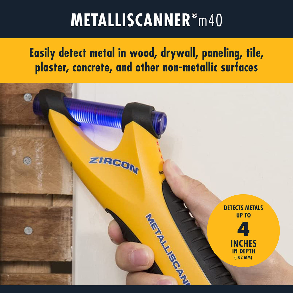 Zircon MetalliScanner m40 pinpoint scan identifies screws and nails with precision.
