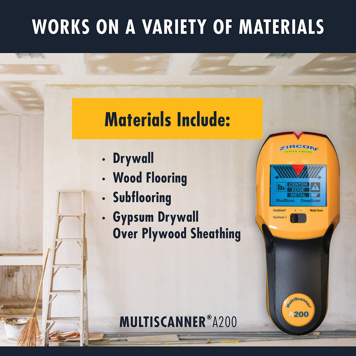 Zircon MultiScanner A200 metal detection mode reveals hidden metal behind surfaces