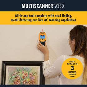Zircon MultiScanner A250 LCD display showing live wire alerts for safer drilling.