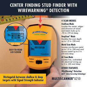 Zircon MultiScanner A250 helps precise stud detection for secure shelf installation.