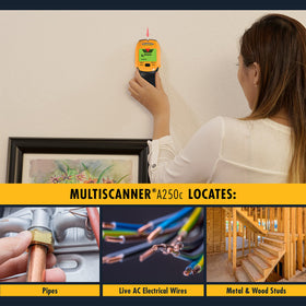 Zircon MultiScanner A250c AC detection identifies nearby live circuits safely.