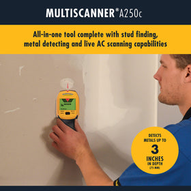 Zircon MultiScanner A250c in metal scan mode locates hidden materials behind walls.