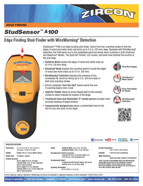 Zircon StudSensor A100 battery compartment access for quick setup