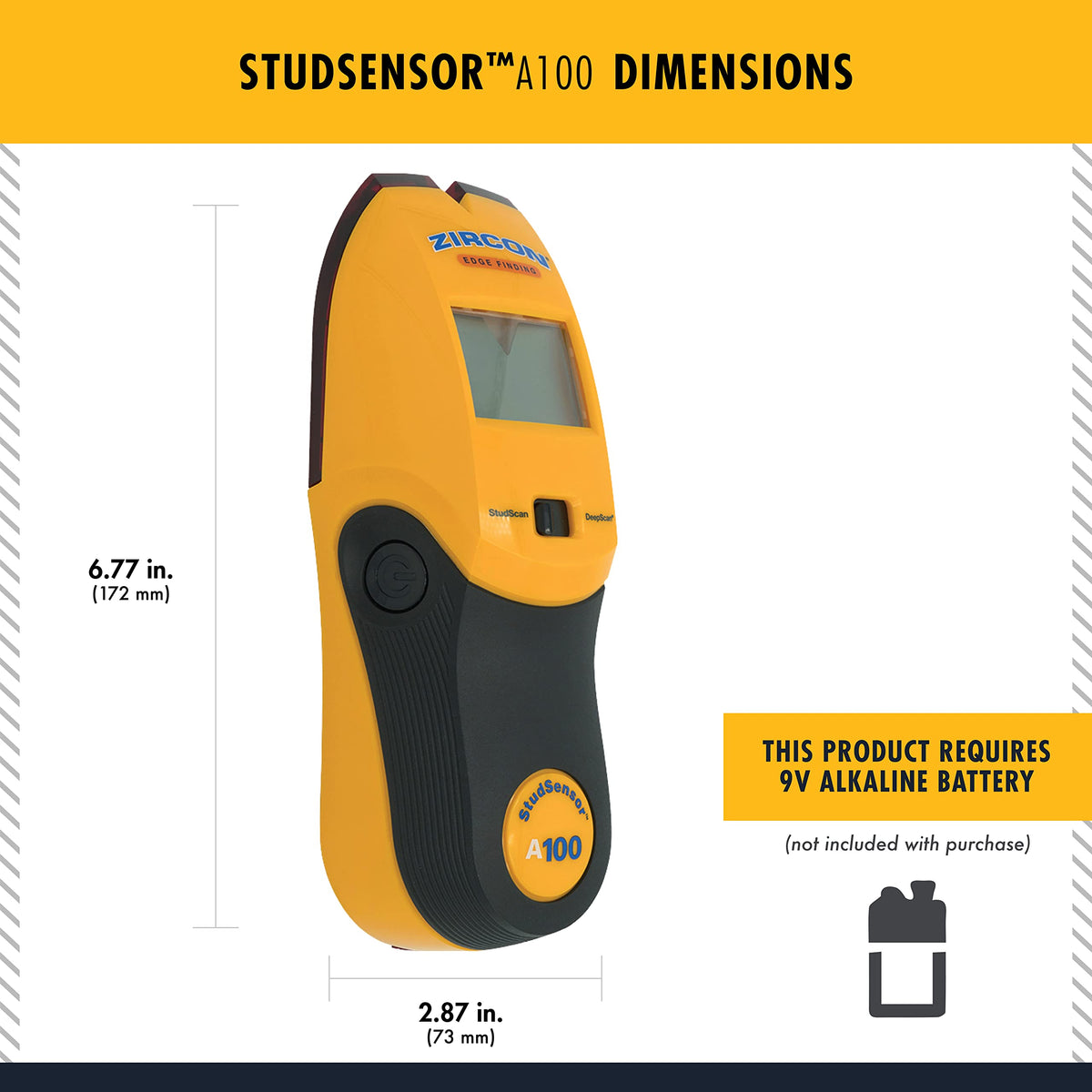 Zircon StudSensor A100 compact design for easy handling in tight spaces
