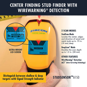 Zircon StudSensor A150 displays signal strength to guide stud placement