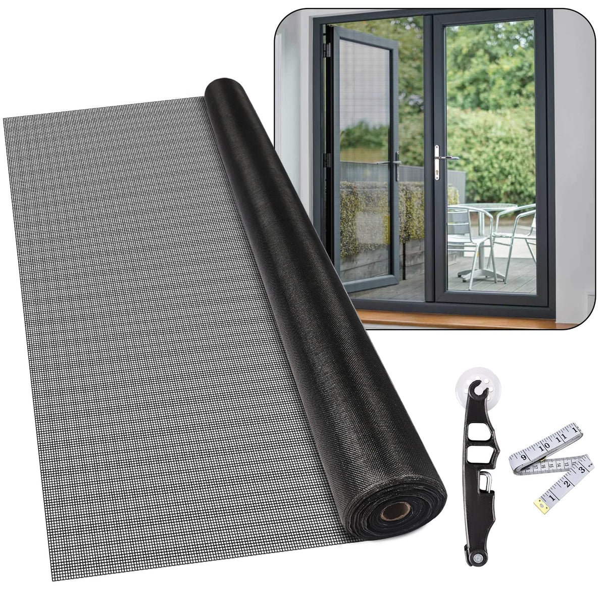 ZISHM window screen roll unrolled on a window for easy fit