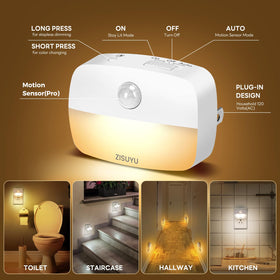 ZISUYU tri-mode night light with AUTO OFF ON for flexible use
