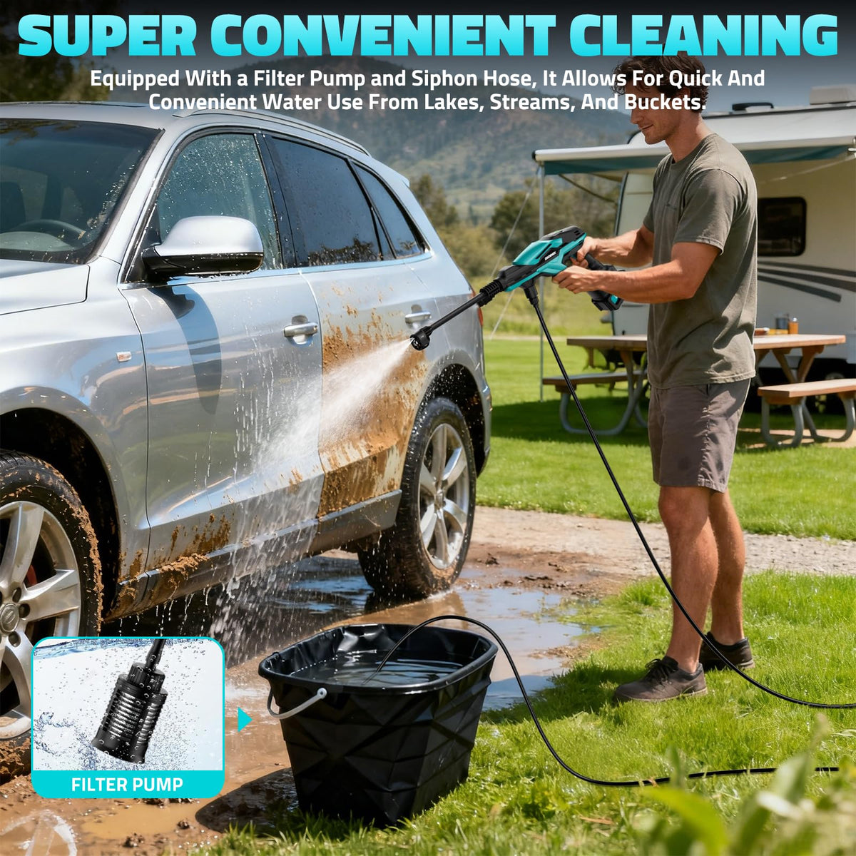 ZixDeNex 17-ft hose enables extended reach without moving the unit.