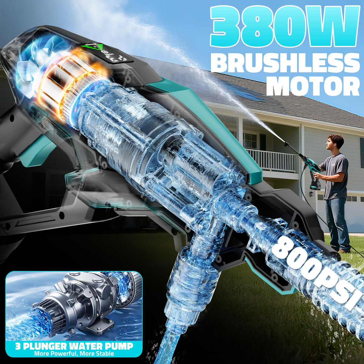ZixDeNex cordless tool with 800 PSI brushless motor tackles tough grime.