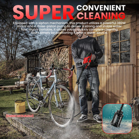 ZixDeNex handheld cleaner is ideal for car exteriors, yards, fences, and walls.
