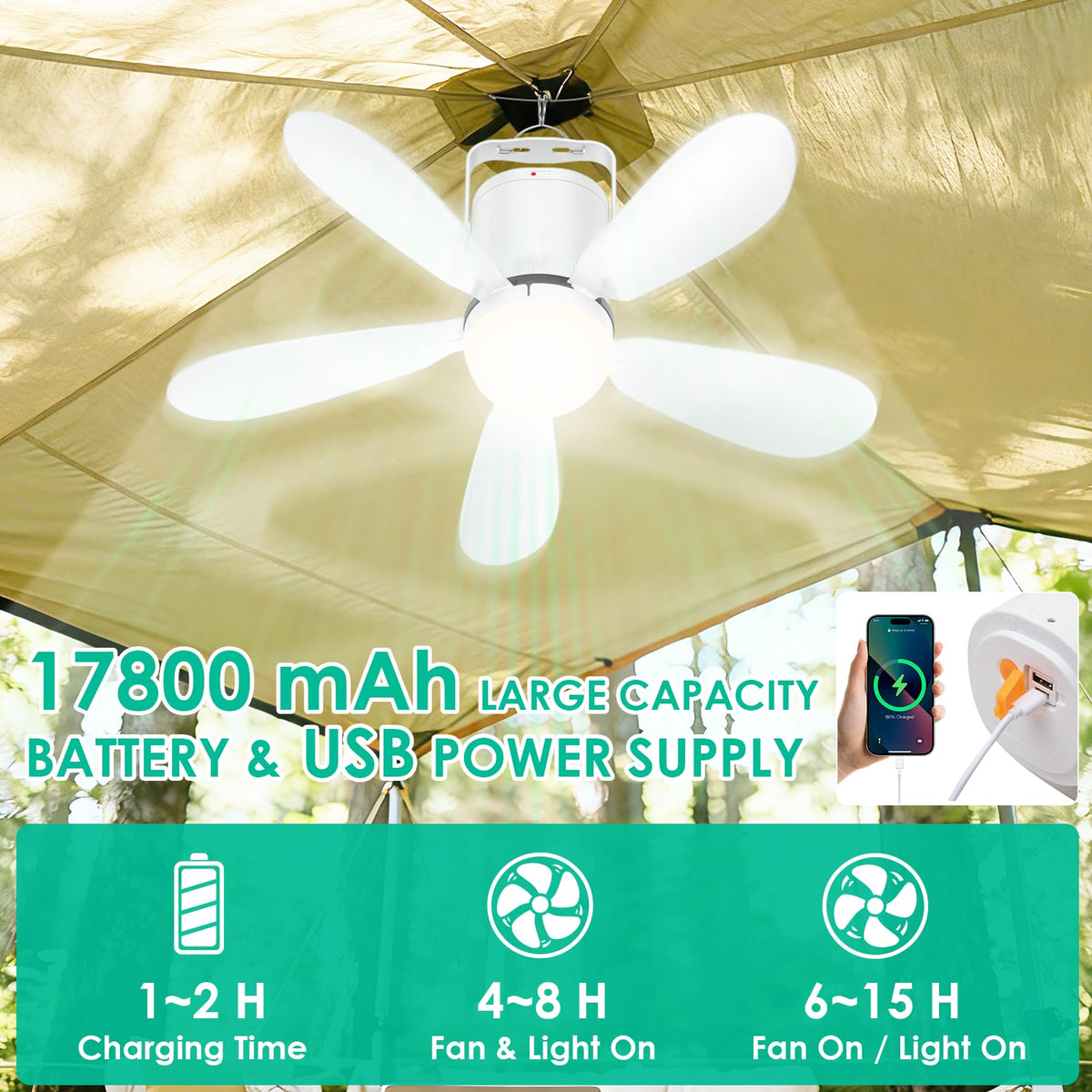 ZIZIWIN remote control operating the outdoor ceiling fan light