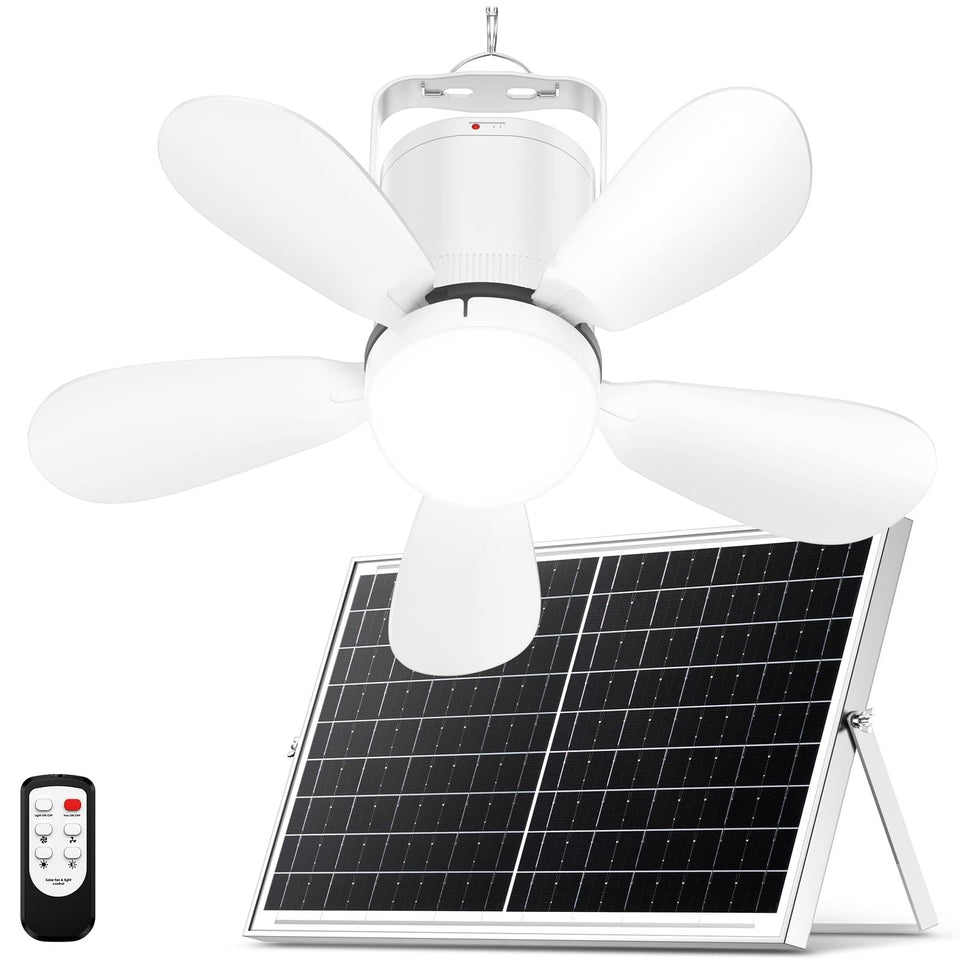 ZIZIWIN solar ceiling fan light—easy assembly for canopy, gazebo, or patio use