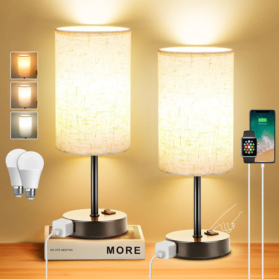 ZJOJO table lamp with black base, perfect for modern living room ambiance.
