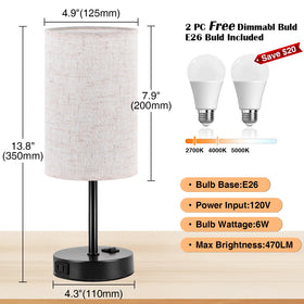 ZJOJO table lamp flaxen shade adds soft, warm light.