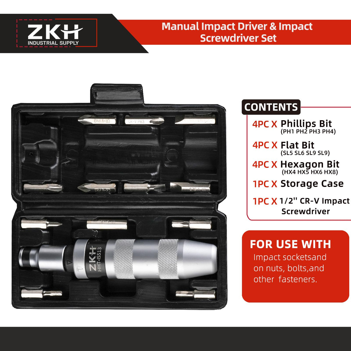 ZKH anti-knock handle provides a stable grip in demanding tasks.